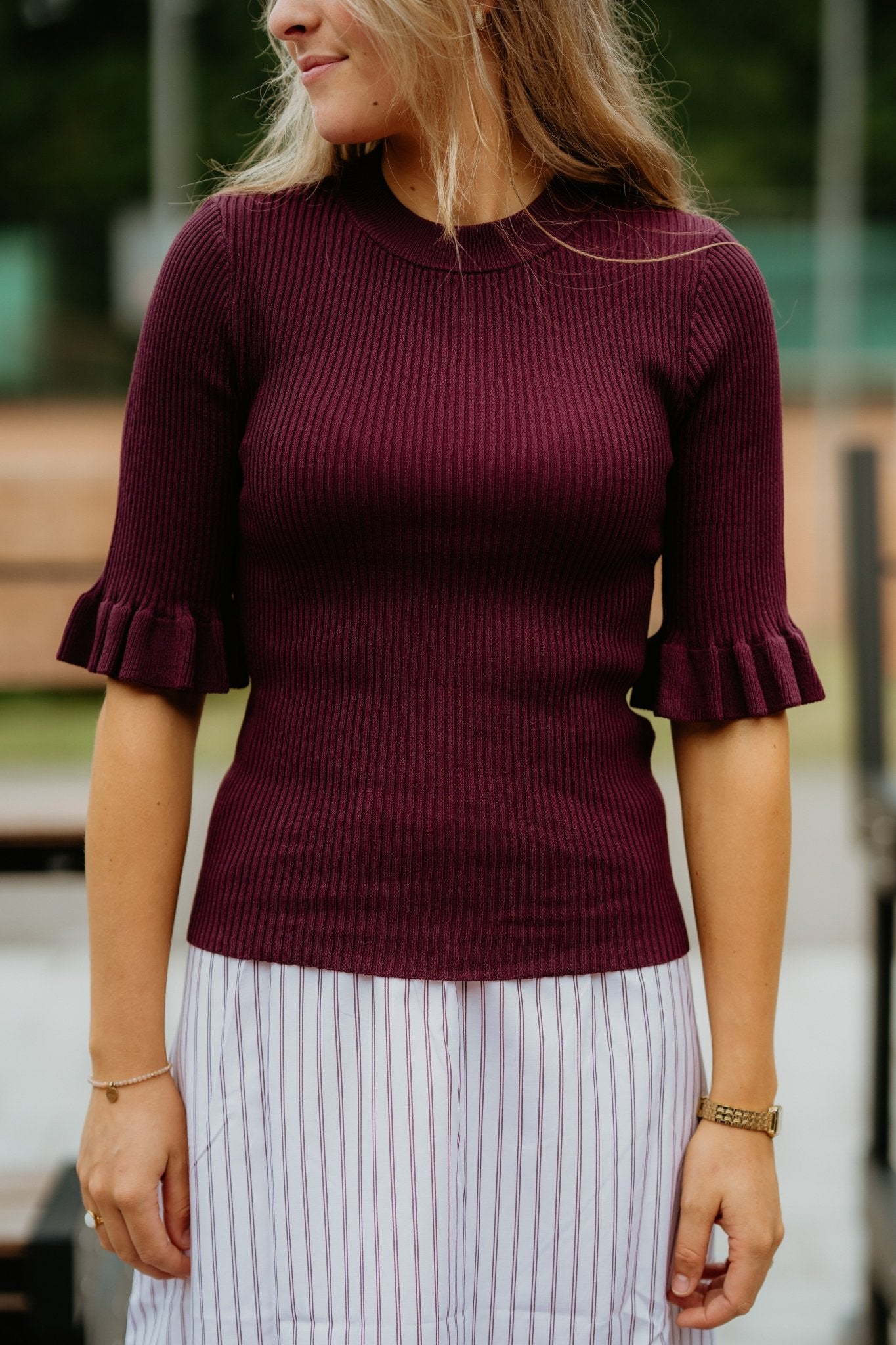 Yasmikla SS Knit Top Noos Fig - Bij Keesje - Y.A.S - top