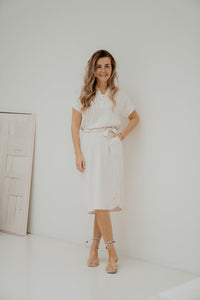 Yasmin stripes dress beige - Bij Keesje - Bij Keesje - Jurk
