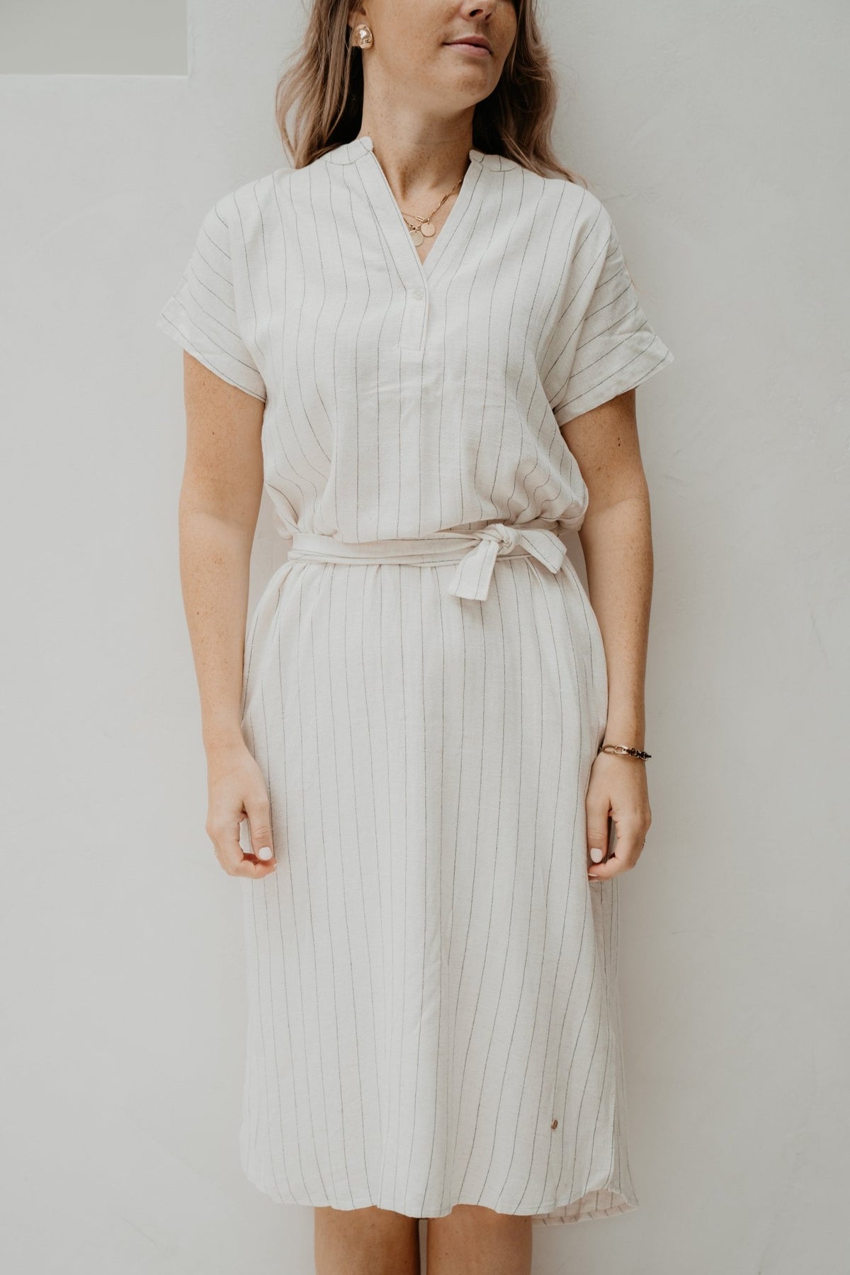 Yasmin stripes dress beige - Bij Keesje - Bij Keesje - Jurk