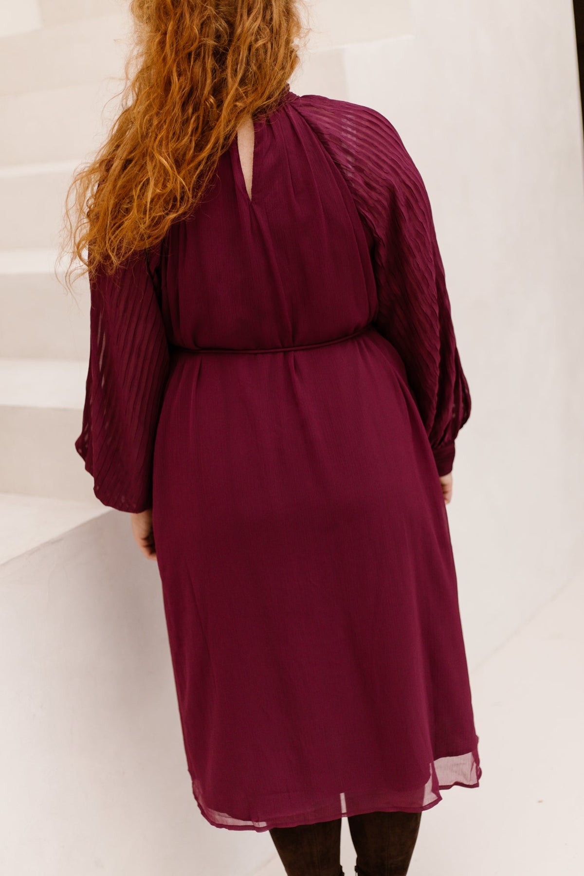 Yasolera midi dress maroon banner - Bij Keesje - Y.A.S - Jurk