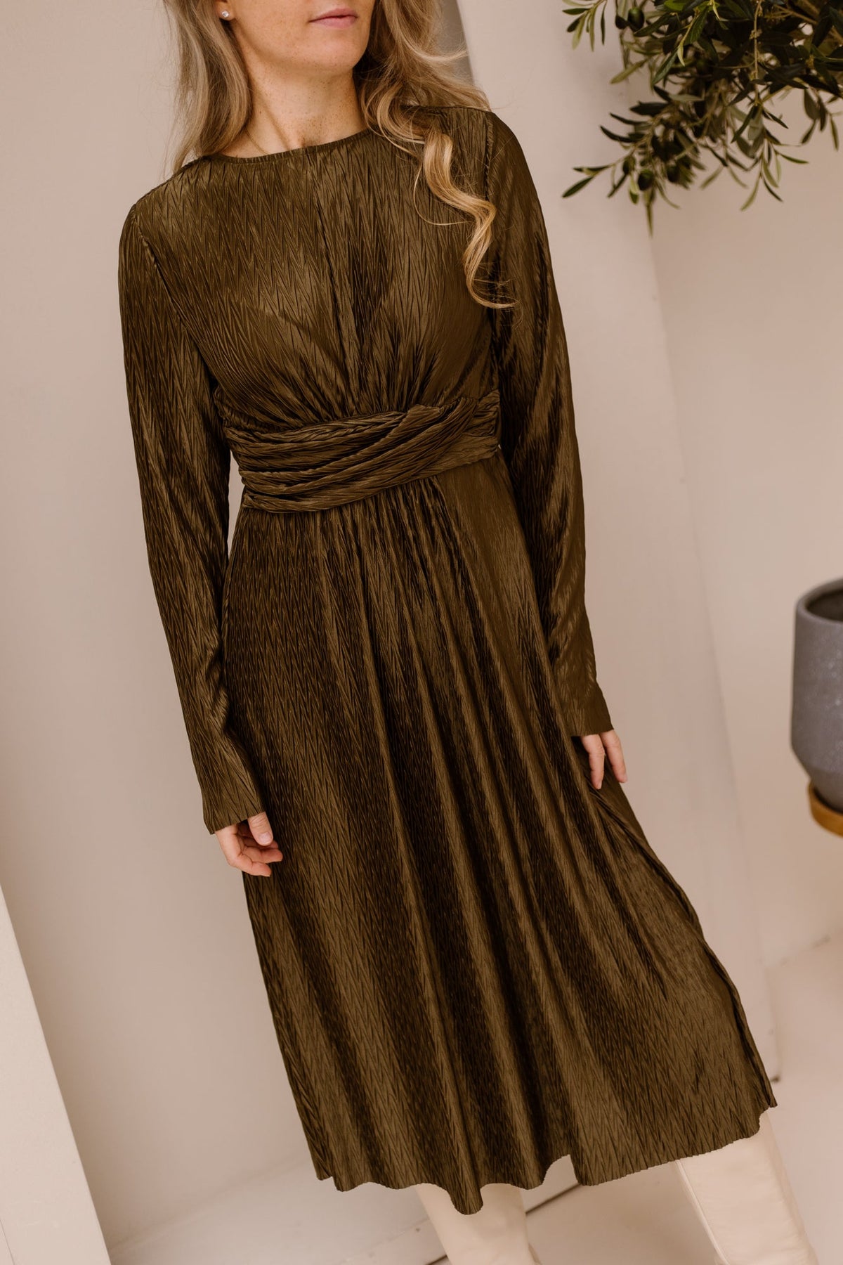 YASOtolinda LS Midi Dress Capers - Bij Keesje - Y.A.S - Jurk