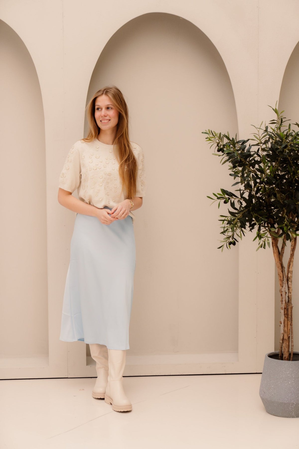 Yaspella HW Midi Skirt S. Noos Skyway - Bij Keesje - Y.A.S - Rok