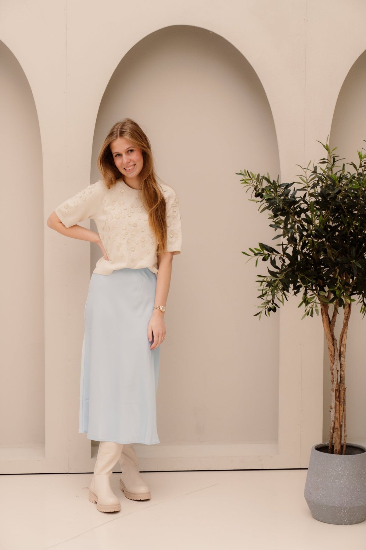 Yaspella HW Midi Skirt S. Noos Skyway - Bij Keesje - Y.A.S - Rok