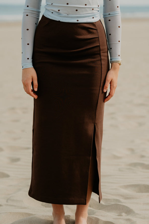 Yaspina Hw Long Skirt Chocolate Brown - Bij Keesje - Y.A.S - Rok