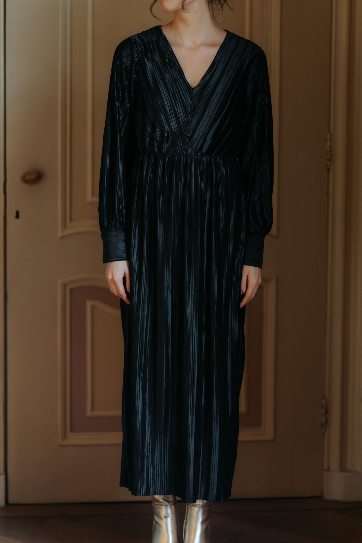 Yasstorma long dress plisse black - Bij Keesje - Y.A.S