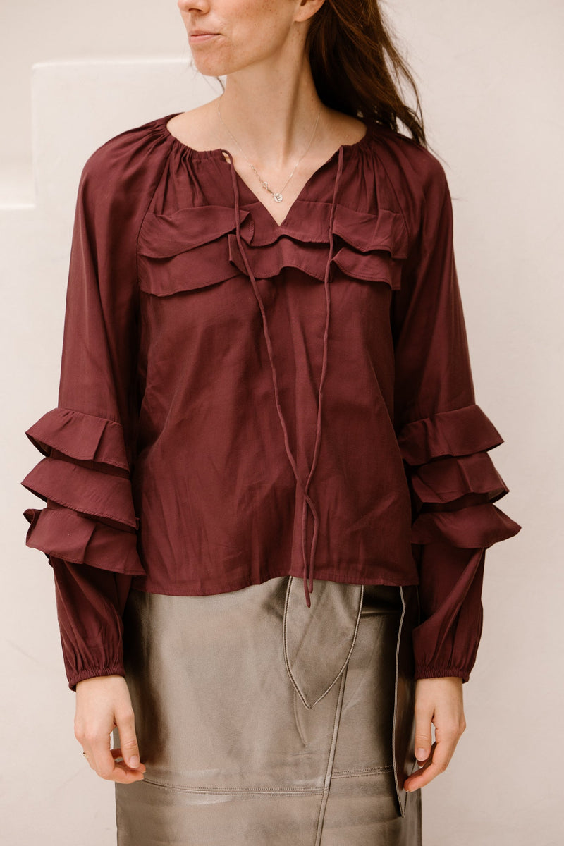 Yastemura blouse bordeaux - Bij Keesje - Y.A.S