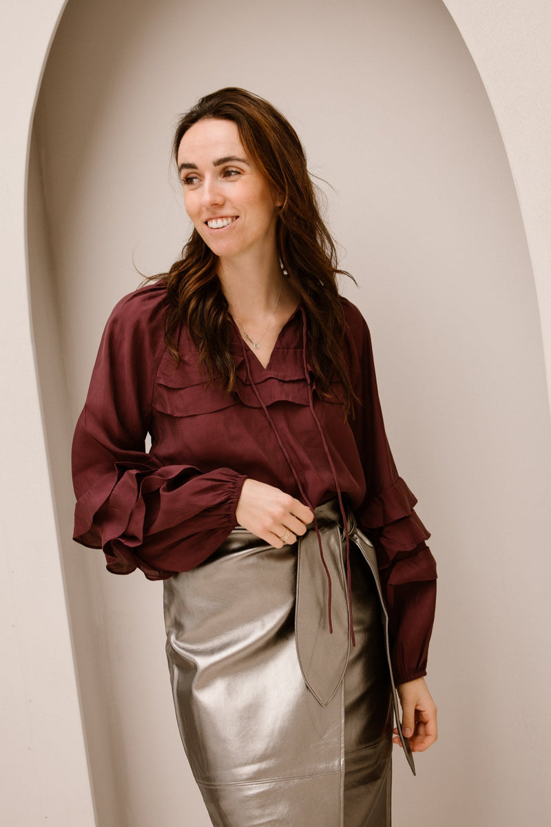 Yastemura blouse bordeaux - Bij Keesje - Y.A.S