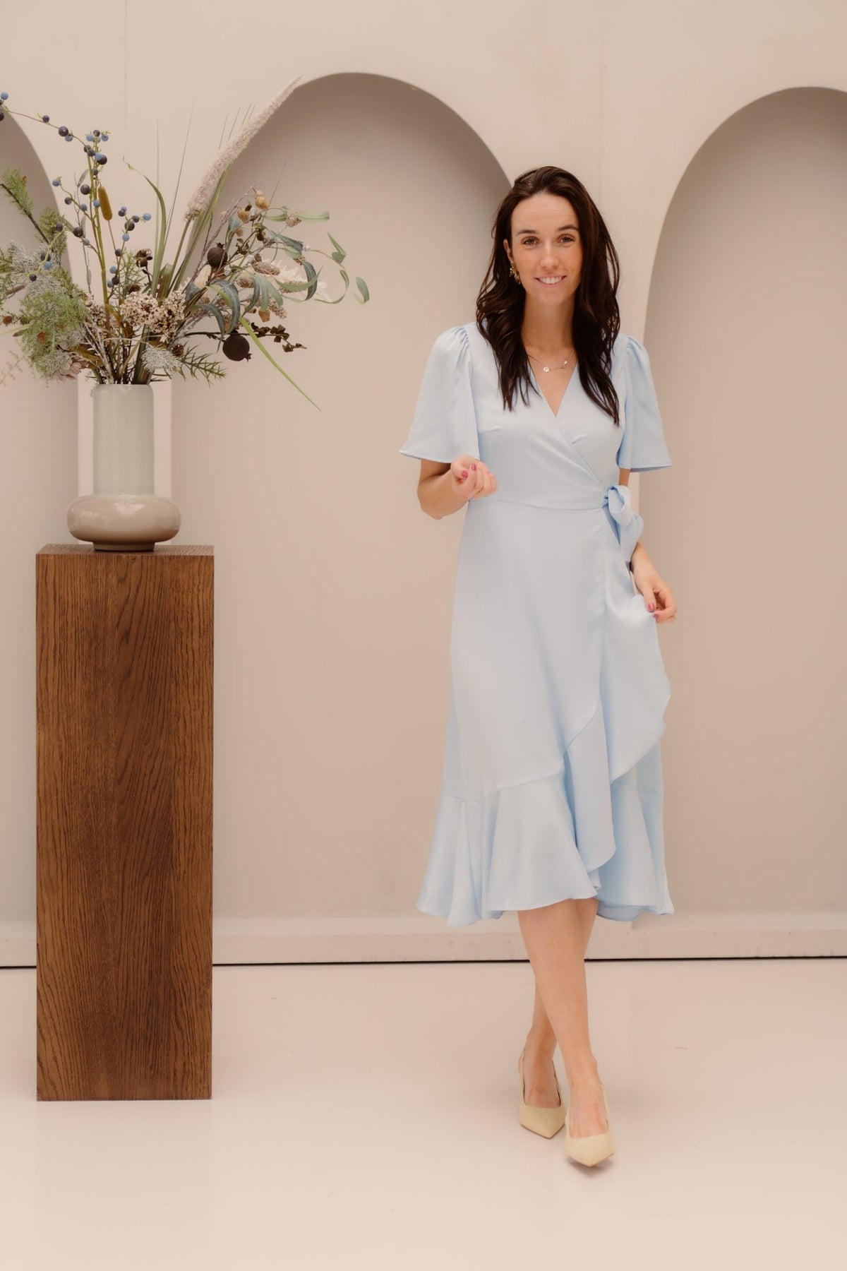 Yasthea 2/4 midi wrap dress skyway - Bij Keesje - Y.A.S - Jurk