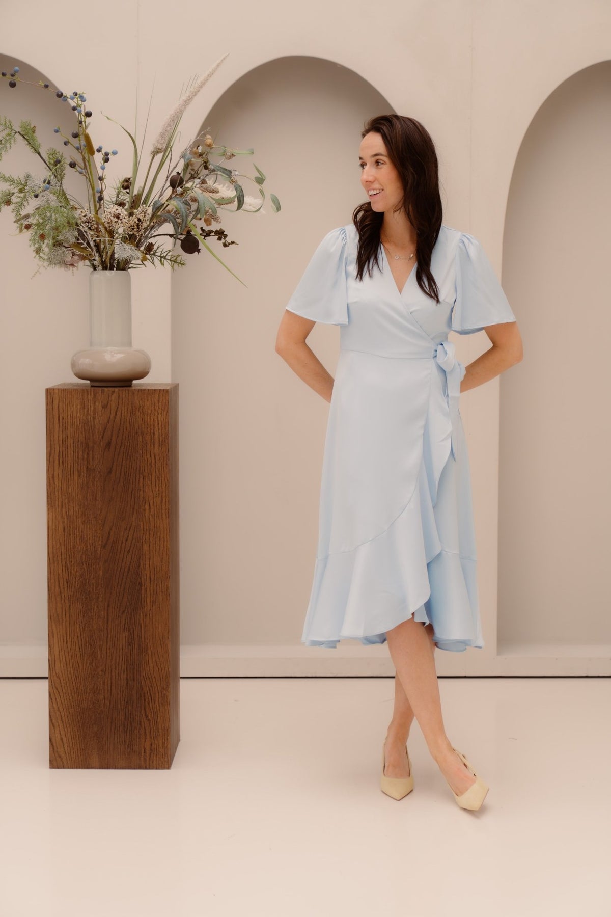 Yasthea 2/4 midi wrap dress skyway - Bij Keesje - Y.A.S - Jurk