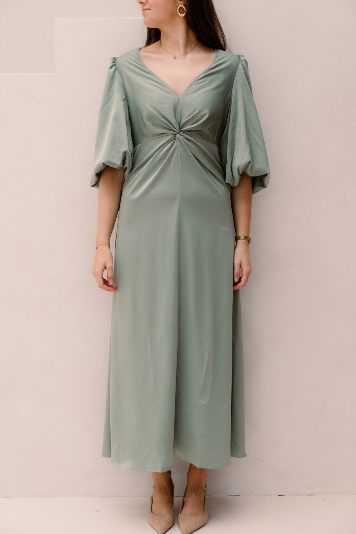 Yasthea 3/4 long dress green millieu - Bij Keesje - Y.A.S - Jurk