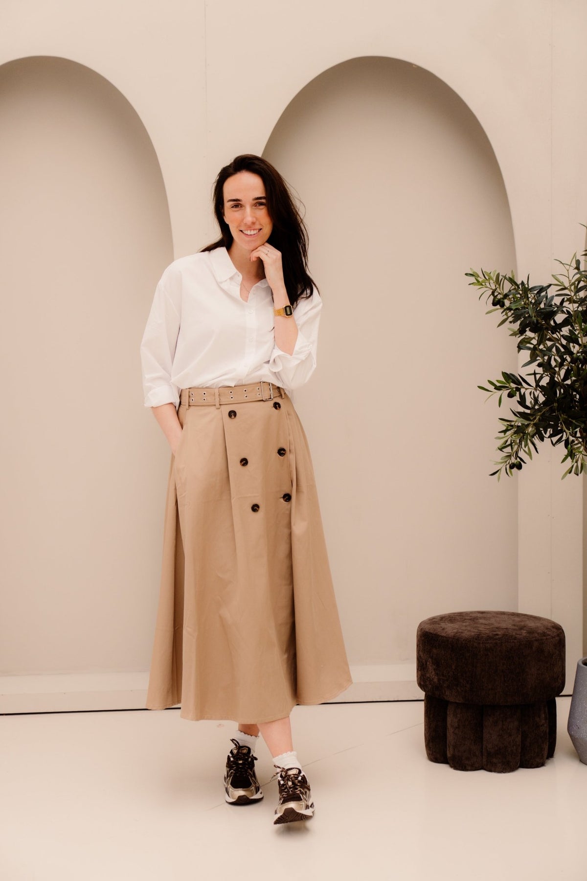 Yastimala HW Long Trench skirt incense - Bij Keesje - Y.A.S - Rok