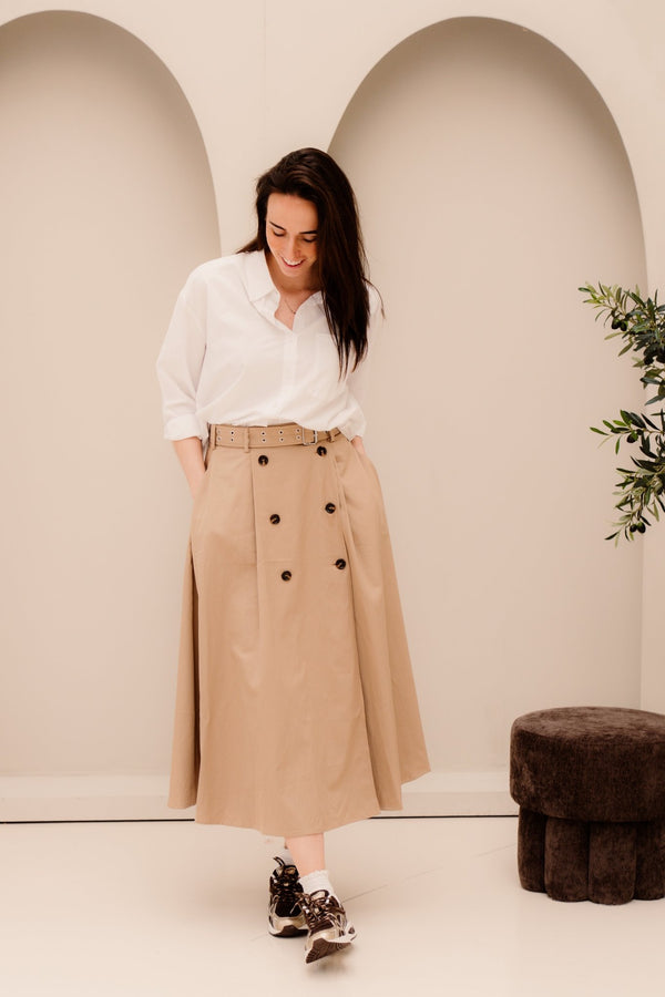 Yastimala HW Long Trench skirt incense - Bij Keesje - Y.A.S - Rok