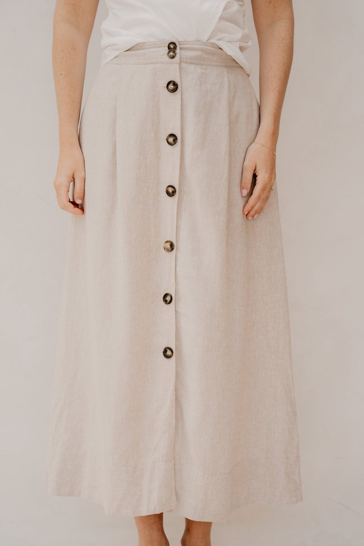 Yasusuma HW Linen Blend Long Skirt White Pepper - Bij Keesje - Object - rok