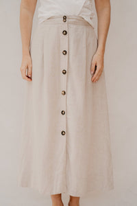 Yasusuma HW Linen Blend Long Skirt White Pepper - Bij Keesje - Object - rok