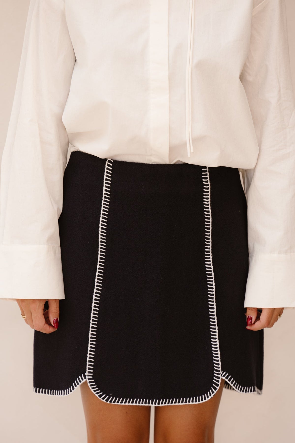 Yasvicco HW wool blend skirt navy - Bij Keesje - Y.A.S