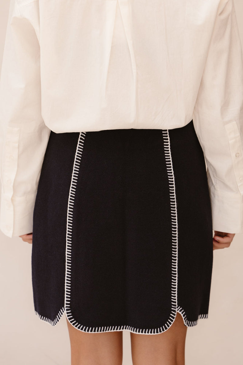 Yasvicco HW wool blend skirt navy - Bij Keesje - Y.A.S