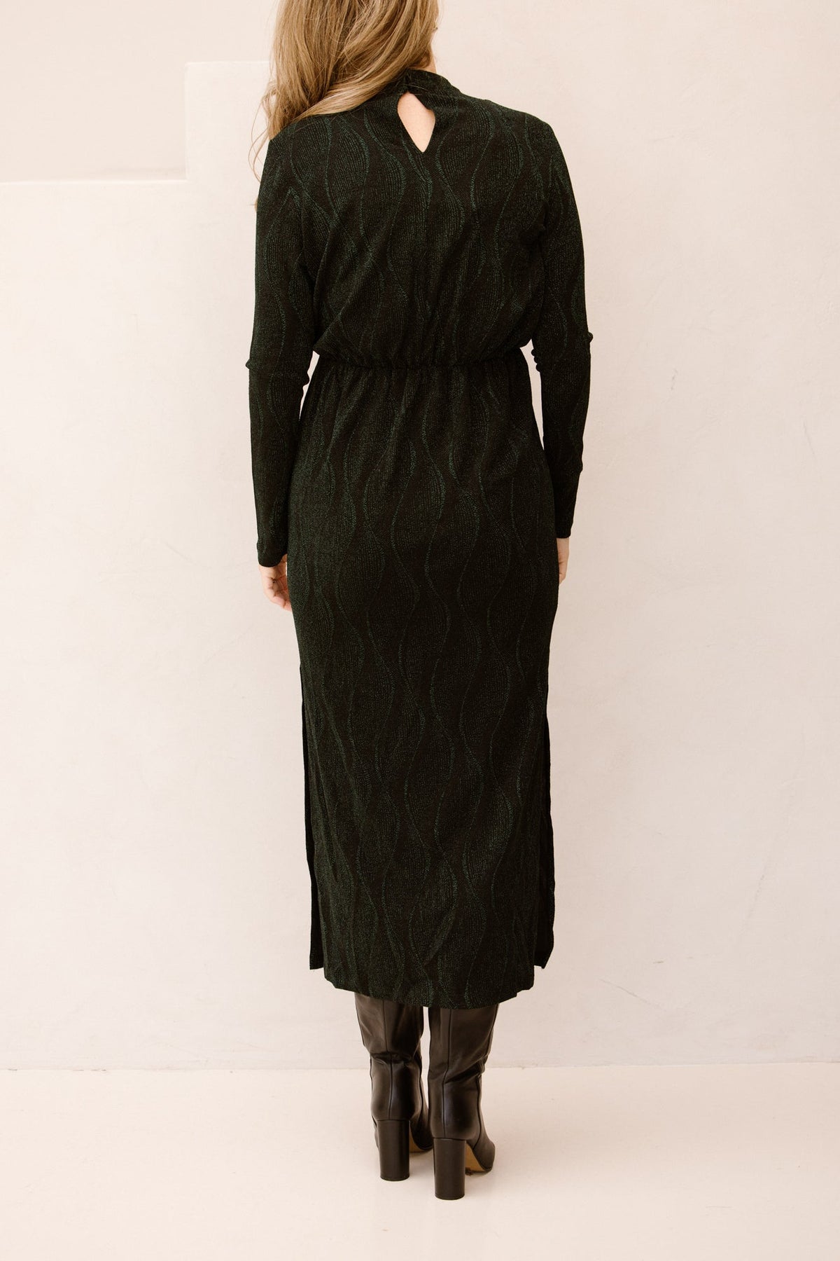 Yasyen LS long dress black/green - Bij Keesje - Y.A.S