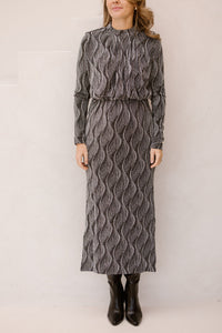 Yasyen LS long dress black/silver lurex - Bij Keesje - Y.A.S