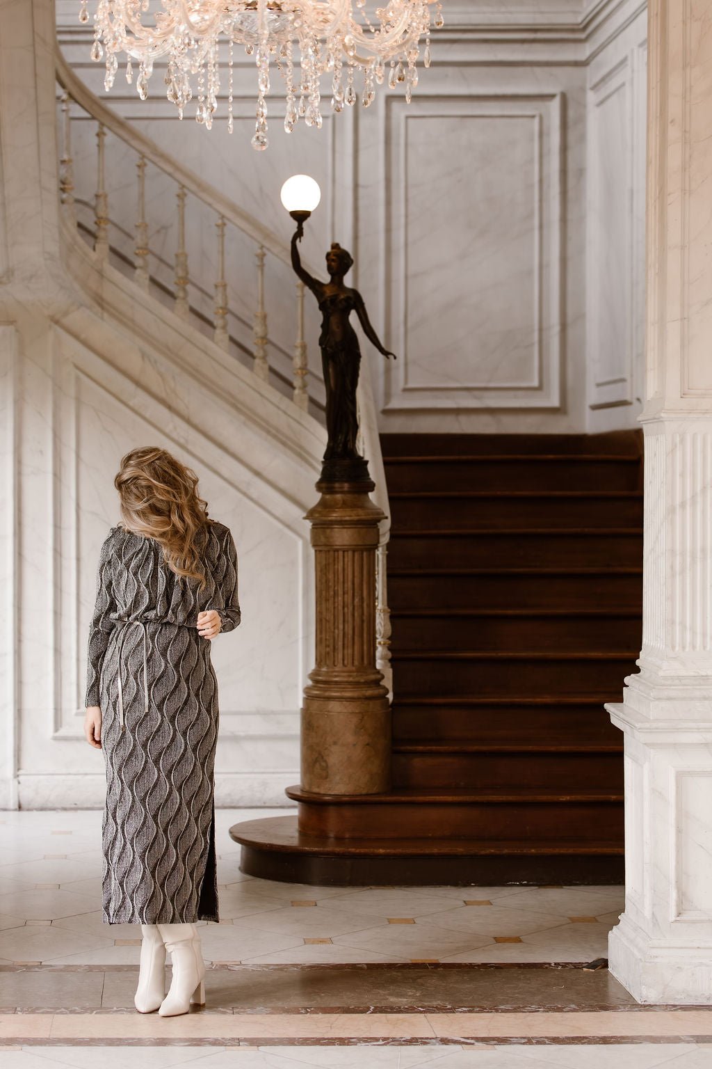 Yasyen LS long dress black/silver lurex - Bij Keesje - Y.A.S