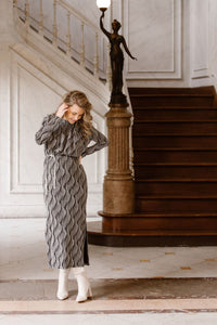 Yasyen LS long dress black/silver lurex - Bij Keesje - Y.A.S