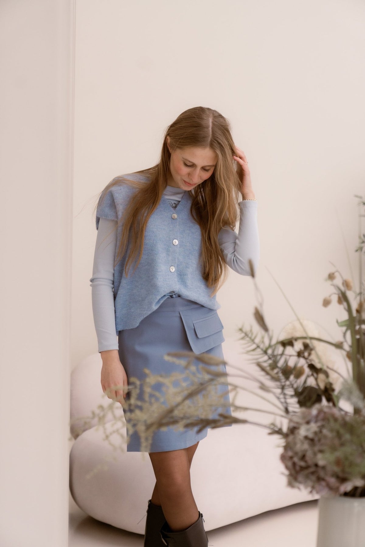 Yenna rok blauw - Bij Keesje - Bij Keesje