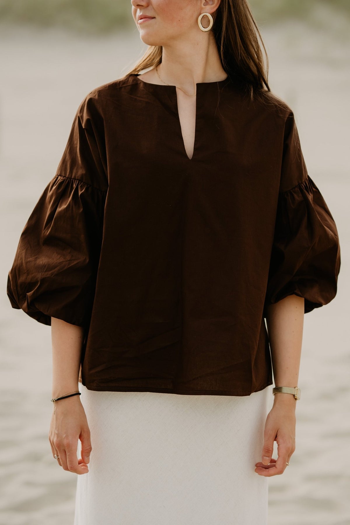 Yfke blouse brown - Bij Keesje - Bij Keesje - Blouse