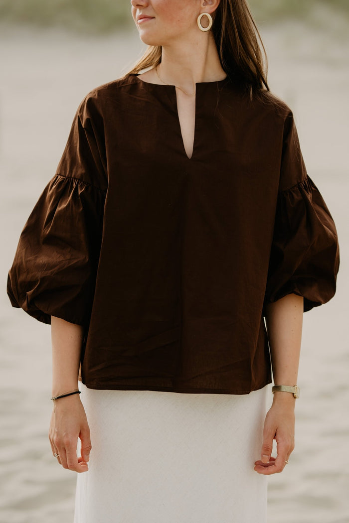 Yfke blouse brown - Bij Keesje - Bij Keesje - Blouse