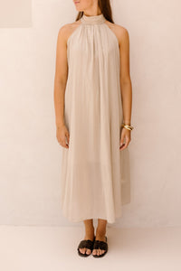 Zaar halterjurk beige - Bij Keesje - Bij Keesje - Jurk