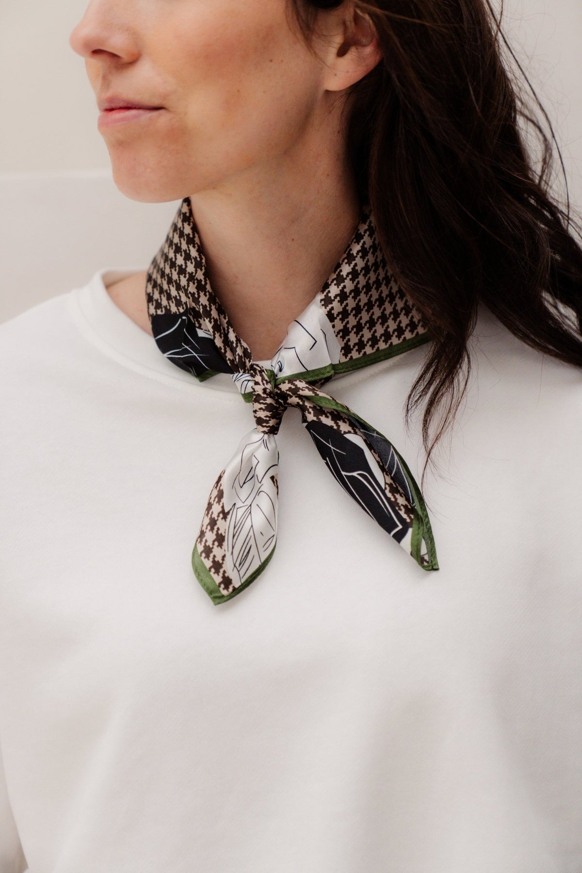 Zaya zijde sjaaltje houndstooth - Bij Keesje - Bij Keesje - Sjaal