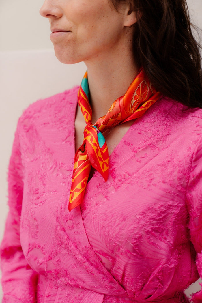 Zaya zijde sjaaltje summer red - Bij Keesje - Bij Keesje - Sjaal